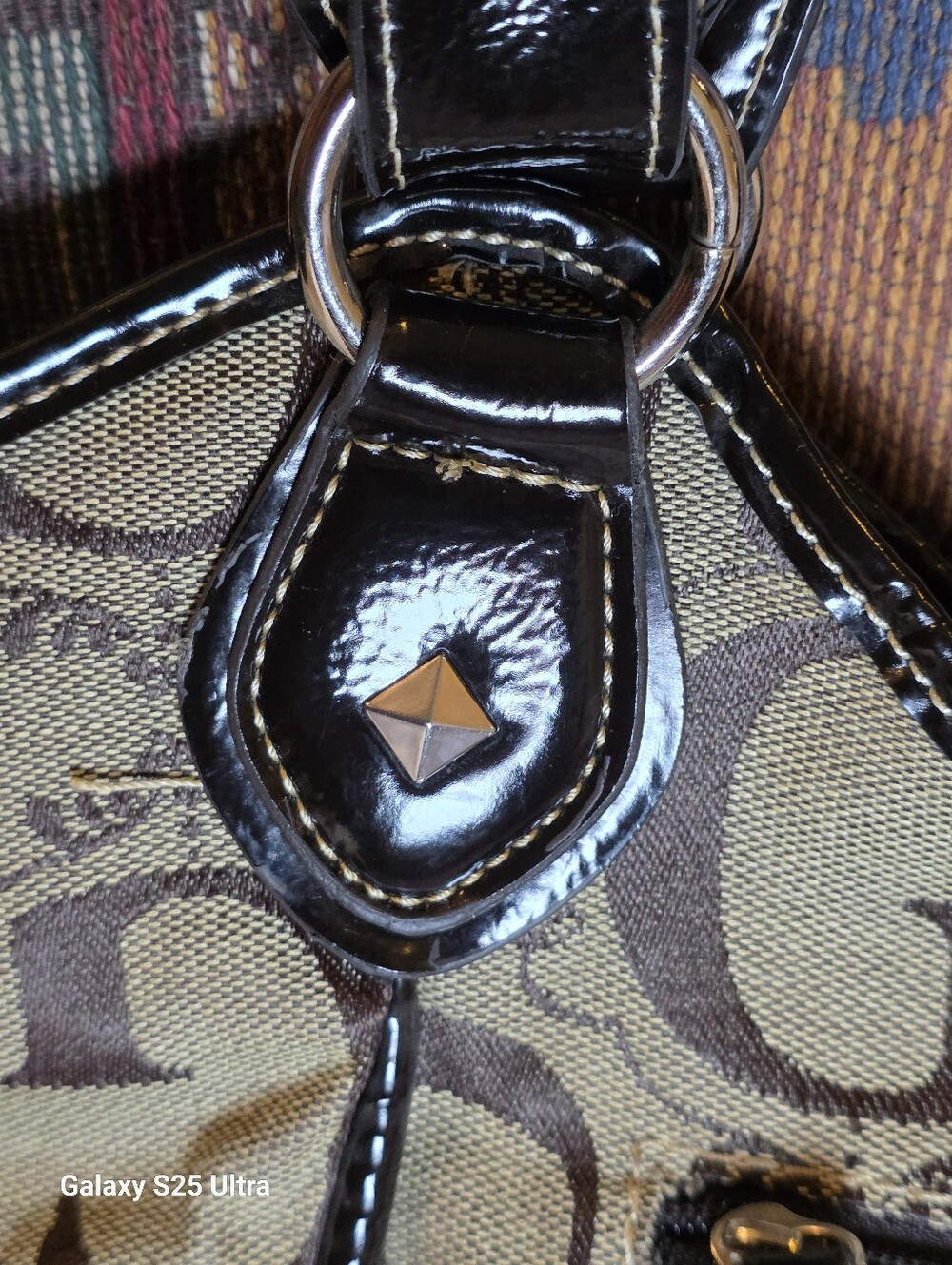 Y2K Monogram Studded Shoulder Bag McBling G Hobo Faux Patent Trim - Picture 14 of 17
